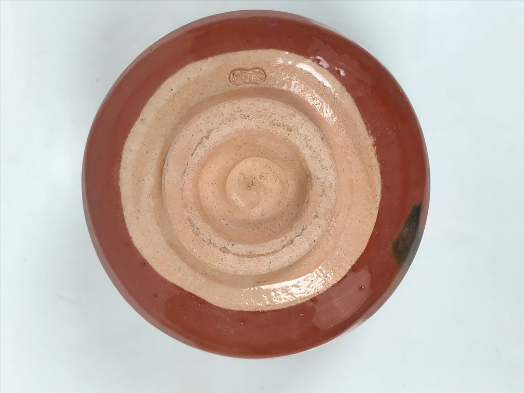 Japanese Ceramic Green Tea Bowl Matcha Chawan Vtg Red Raku Ware Pottery CHB134