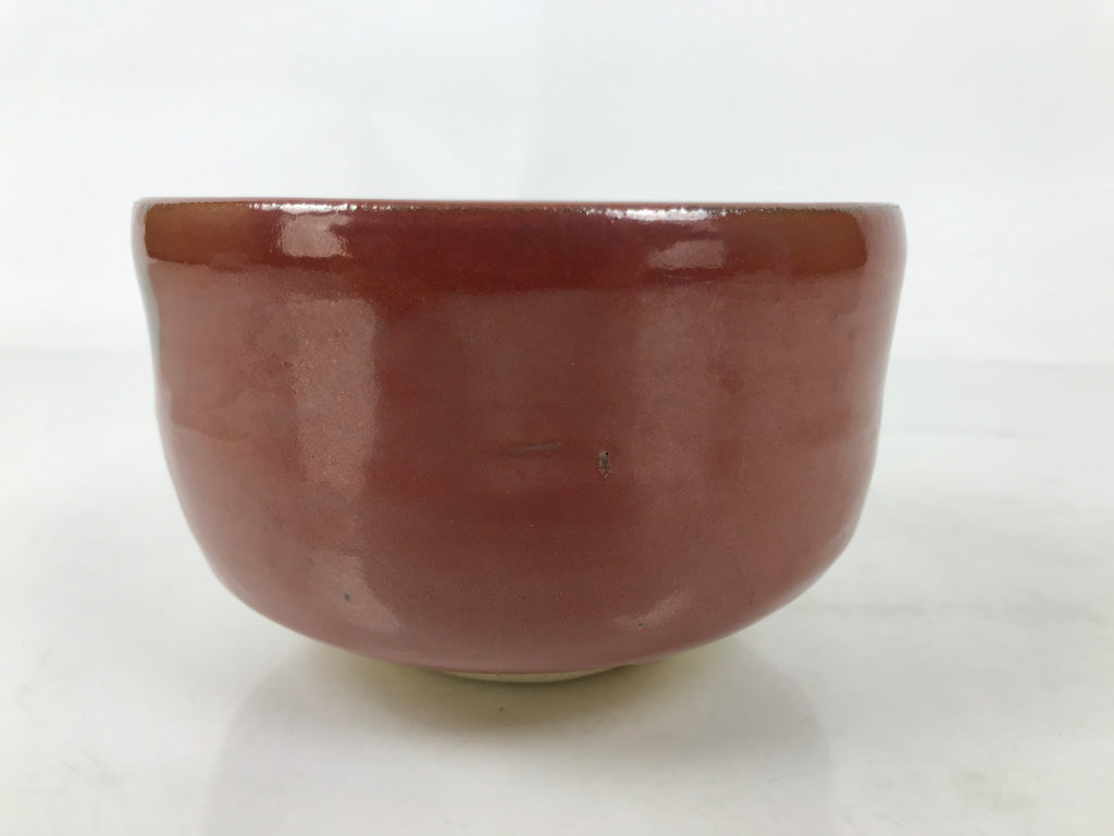 Japanese Ceramic Green Tea Bowl Matcha Chawan Vtg Red Raku Ware Round CHB110