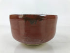 Japanese Ceramic Green Tea Bowl Matcha Chawan Vtg Red Raku Ware Round CHB110