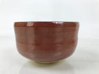 Japanese Ceramic Green Tea Bowl Matcha Chawan Vtg Red Raku Ware Round CHB110