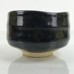 Japanese Ceramic Green Tea Bowl Matcha Chawan Vtg Seto Ware Black CHB42