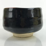 Japanese Ceramic Green Tea Bowl Matcha Chawan Vtg Seto Ware Black CHB42