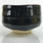 Japanese Ceramic Green Tea Bowl Matcha Chawan Vtg Seto Ware Black CHB42