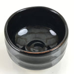 Japanese Ceramic Green Tea Bowl Matcha Chawan Vtg Seto Ware Black CHB42