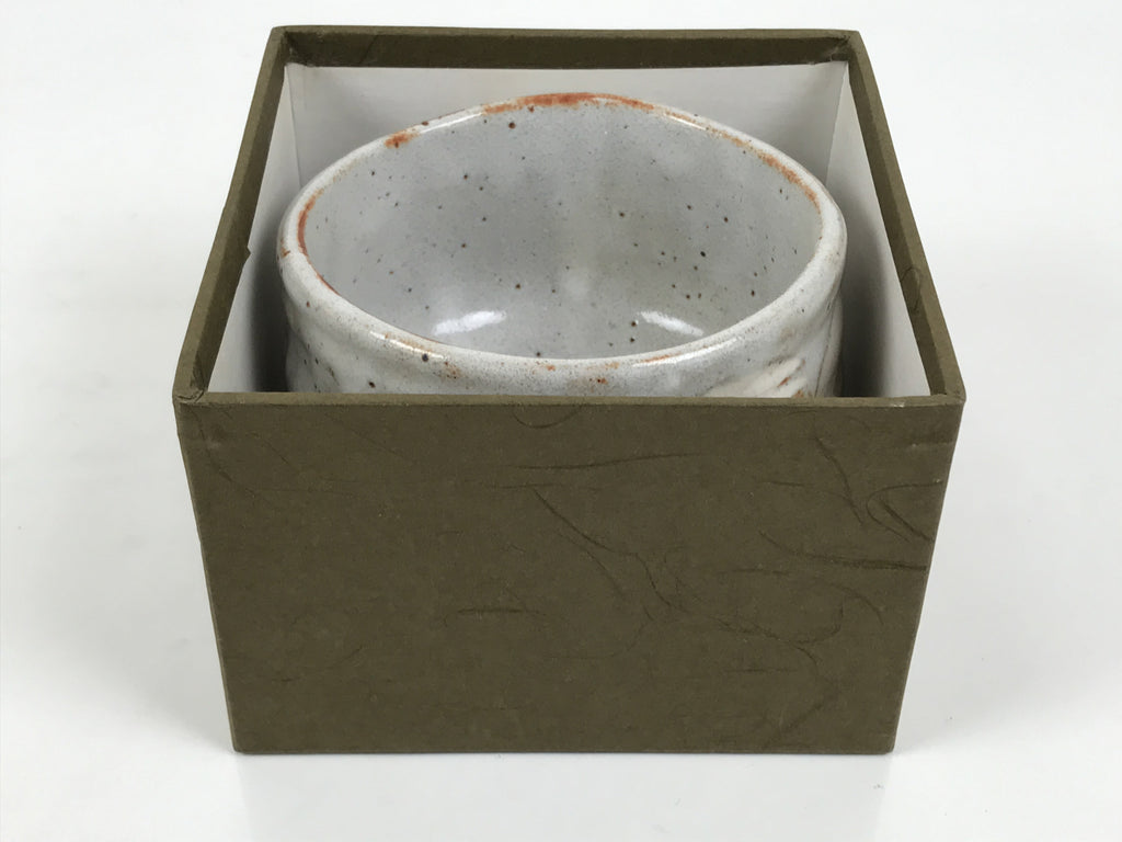 Japanese Ceramic Green Tea Bowl Matcha Chawan Vtg Shino Ware Gray Pottery PX803
