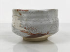 Japanese Ceramic Green Tea Bowl Matcha Chawan Vtg Shino Ware Gray Pottery PX803