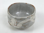 Japanese Ceramic Green Tea Bowl Matcha Chawan Vtg Shino Ware Gray Pottery PX803