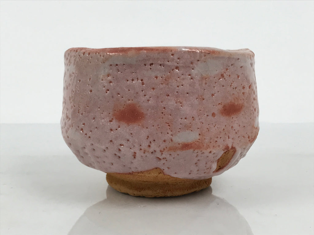 Japanese Ceramic Green Tea Bowl Matcha Chawan Vtg Shino Ware Pink Brown CHB148