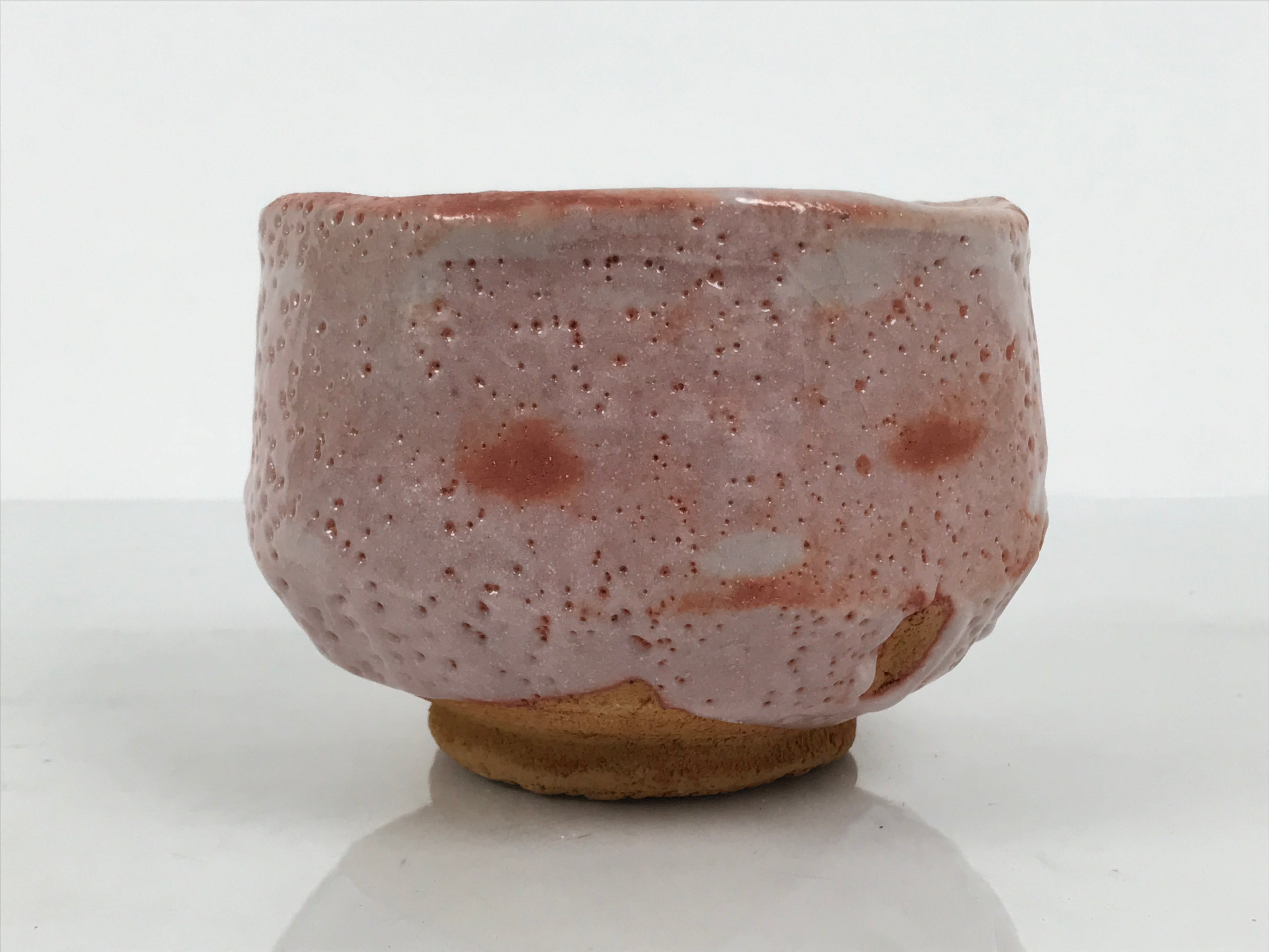 Japanese Ceramic Green Tea Bowl Matcha Chawan Vtg Shino Ware Pink Brown CHB148