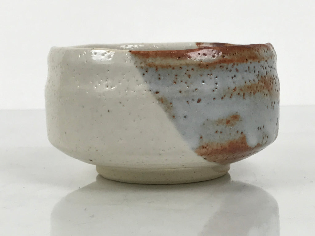 Japanese Ceramic Green Tea Bowl Matcha Chawan Vtg Shino Ware Pottery CHB159