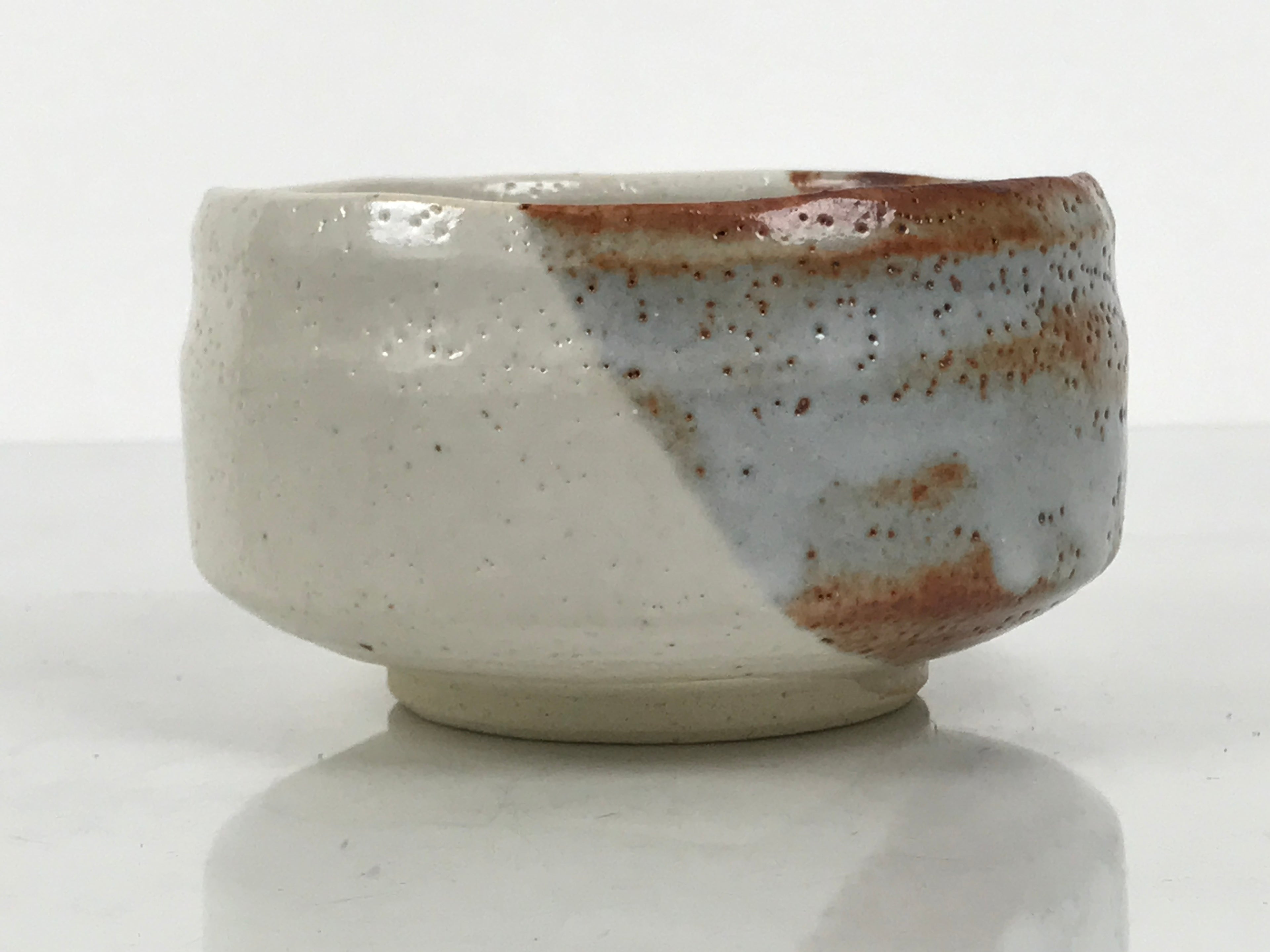 Japanese Ceramic Green Tea Bowl Matcha Chawan Vtg Shino Ware Pottery CHB159