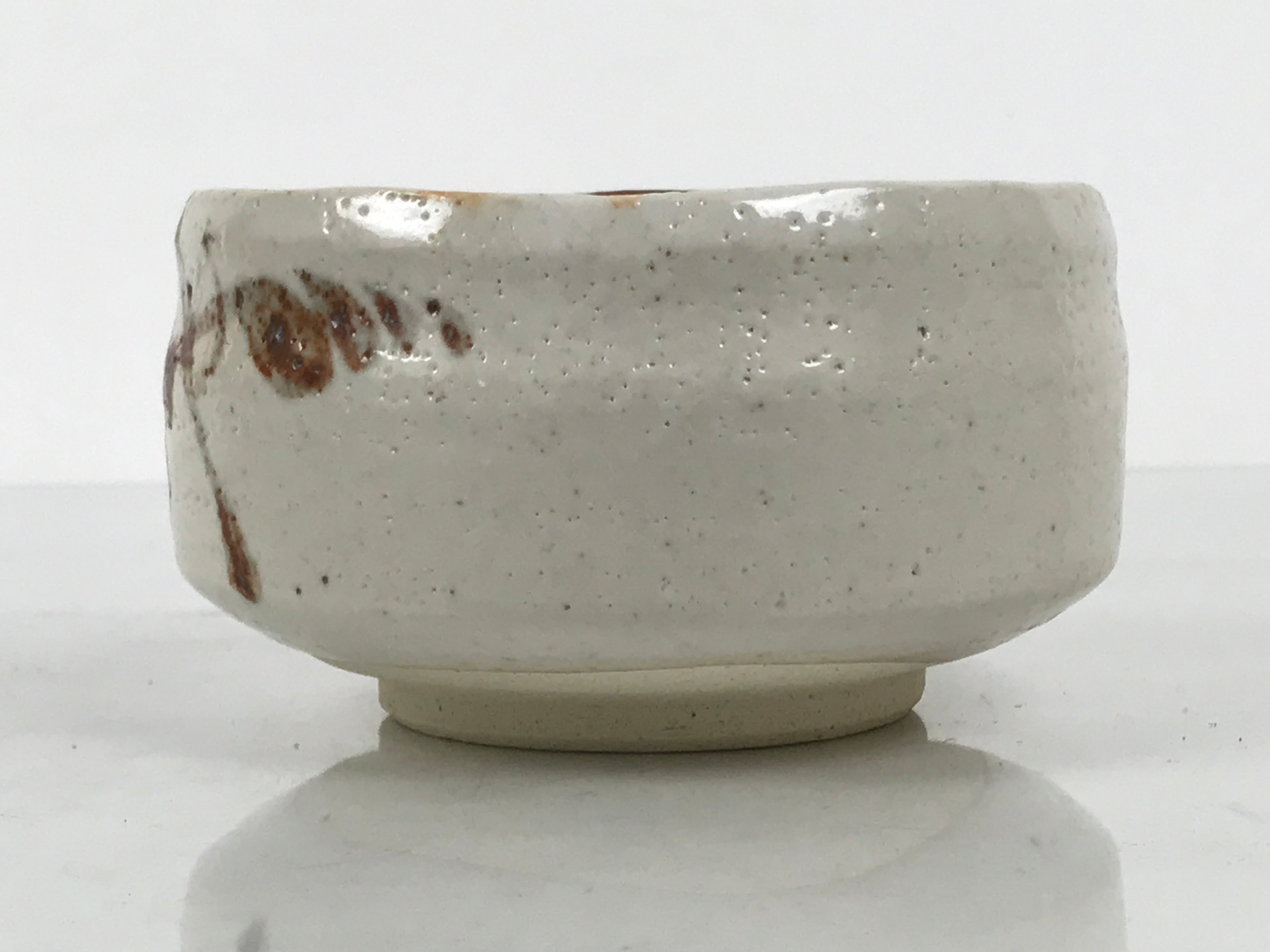 Japanese Ceramic Green Tea Bowl Matcha Chawan Vtg Shino Ware Pottery CHB159
