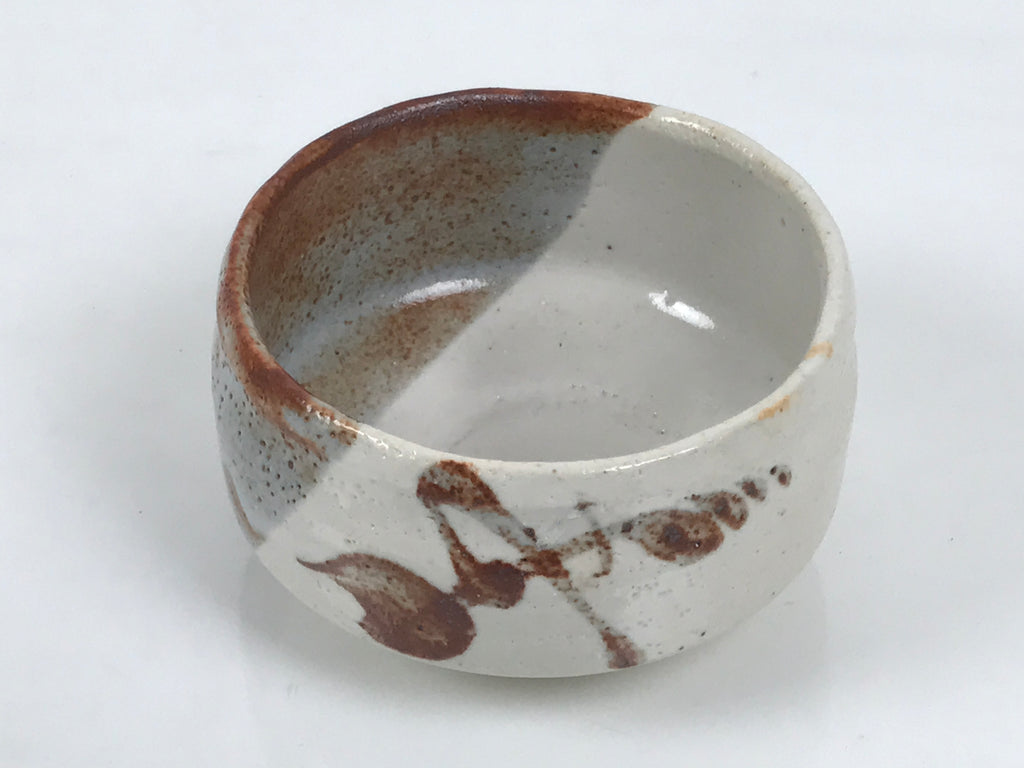 Japanese Ceramic Green Tea Bowl Matcha Chawan Vtg Shino Ware Pottery CHB159