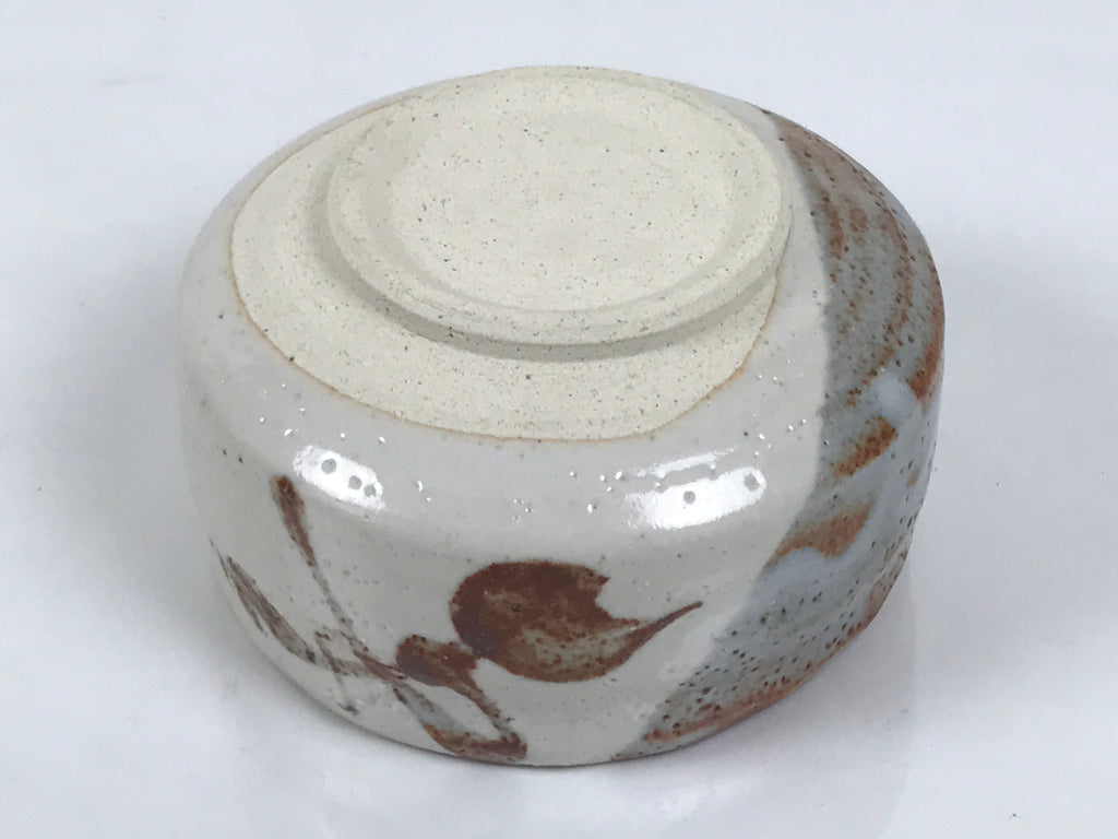 Japanese Ceramic Green Tea Bowl Matcha Chawan Vtg Shino Ware Pottery CHB159