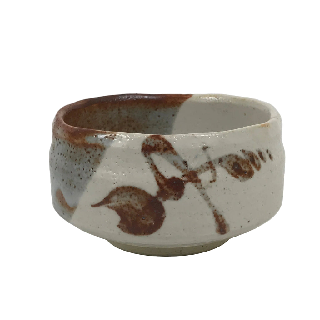 Japanese Ceramic Green Tea Bowl Matcha Chawan Vtg Shino Ware Pottery CHB159