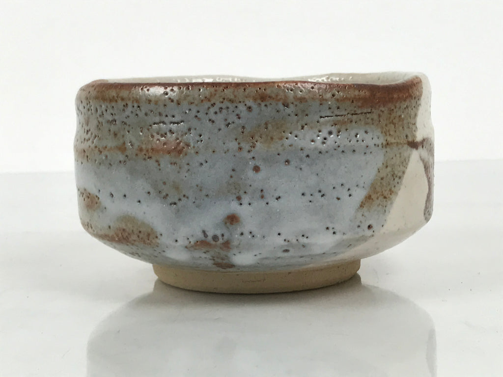 Japanese Ceramic Green Tea Bowl Matcha Chawan Vtg Shino Ware Pottery CHB160