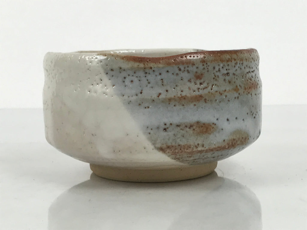 Japanese Ceramic Green Tea Bowl Matcha Chawan Vtg Shino Ware Pottery CHB160