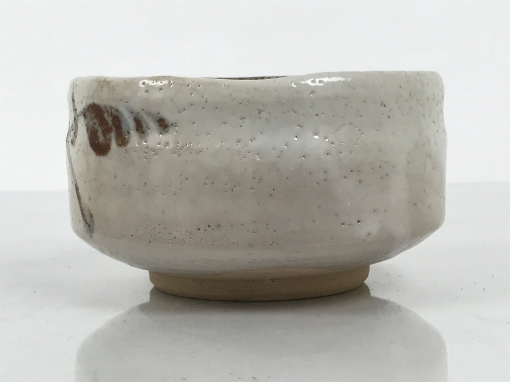 Japanese Ceramic Green Tea Bowl Matcha Chawan Vtg Shino Ware Pottery CHB160