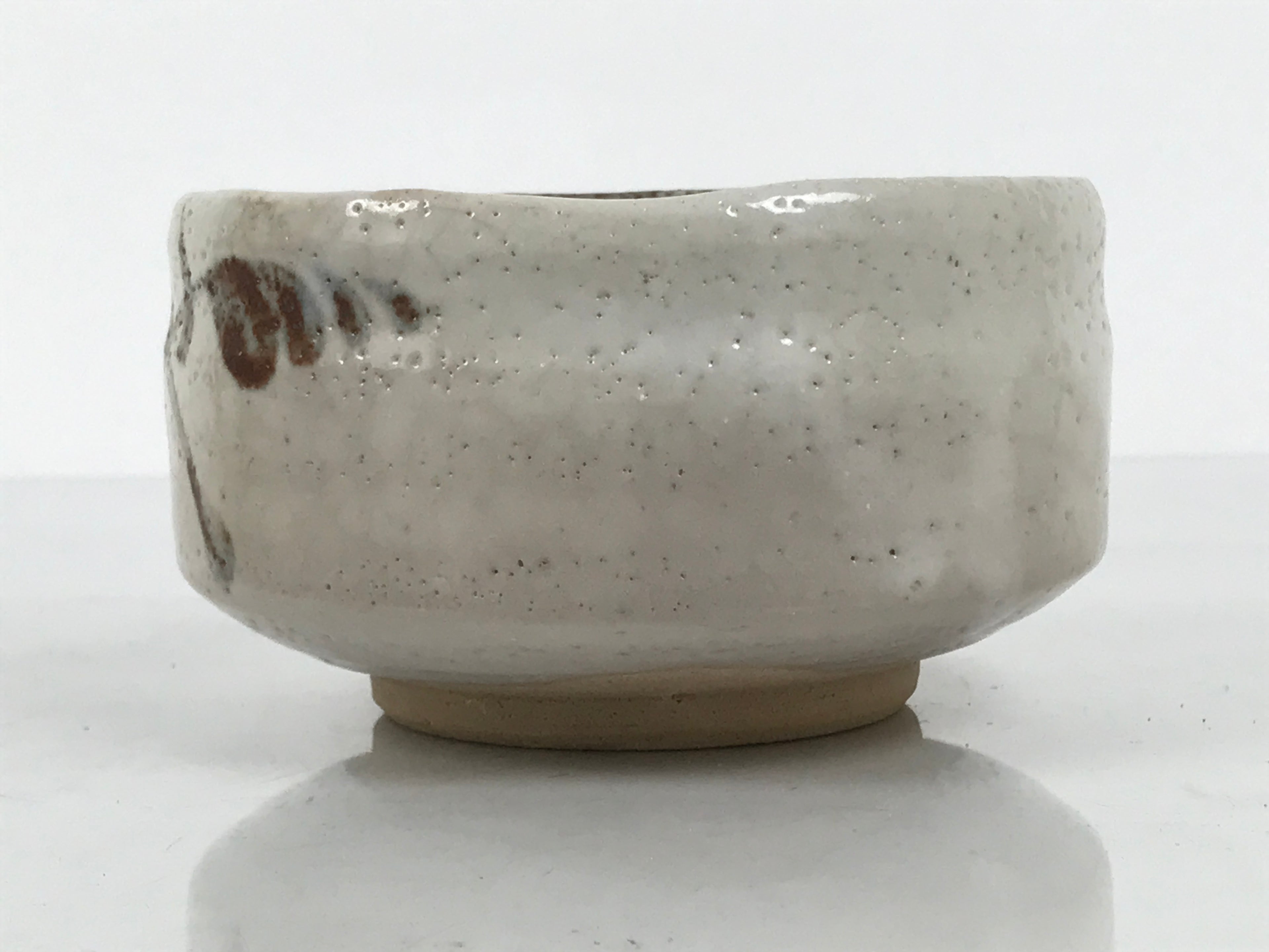 Japanese Ceramic Green Tea Bowl Matcha Chawan Vtg Shino Ware Pottery CHB160
