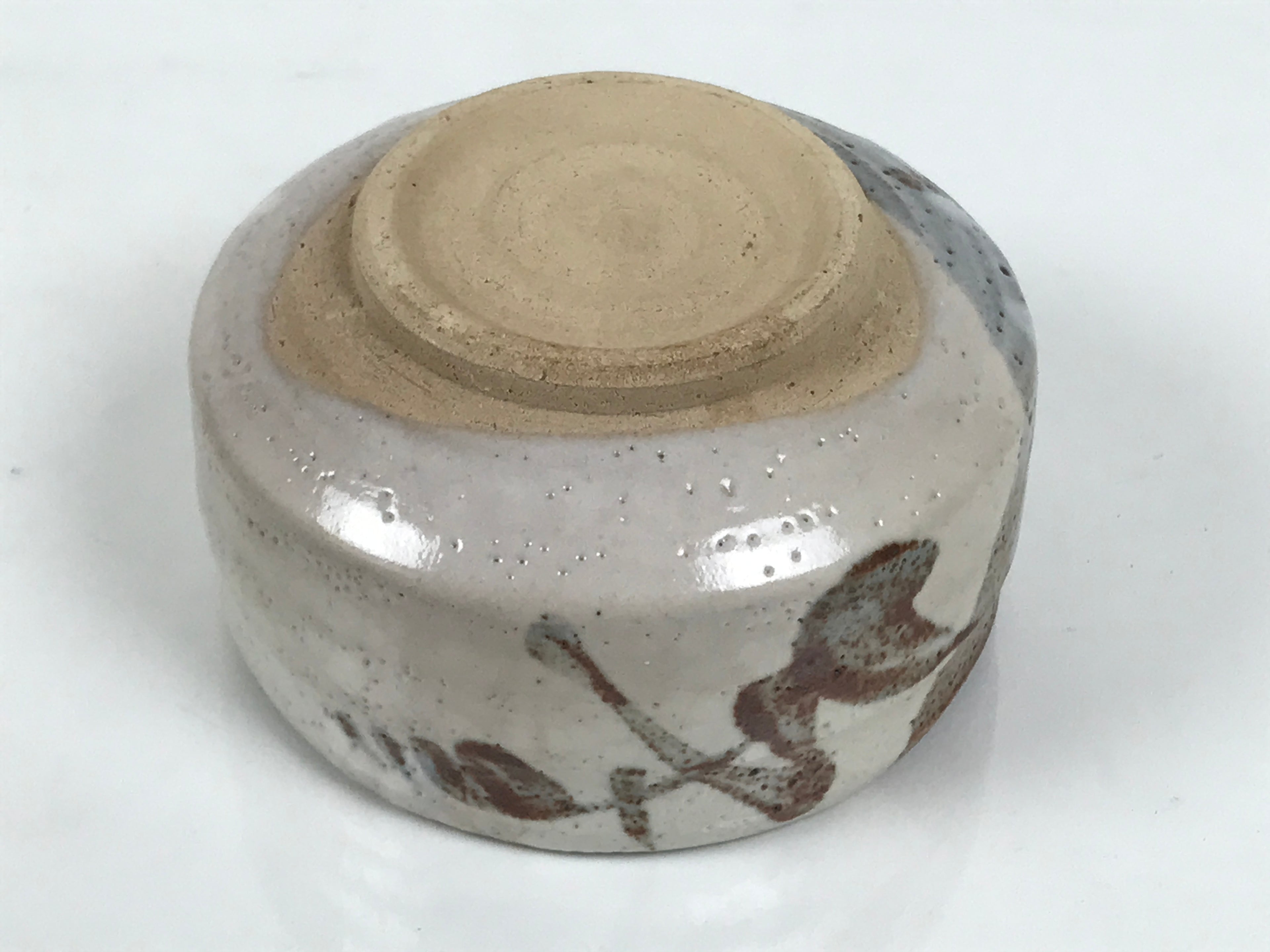 Japanese Ceramic Green Tea Bowl Matcha Chawan Vtg Shino Ware Pottery CHB160