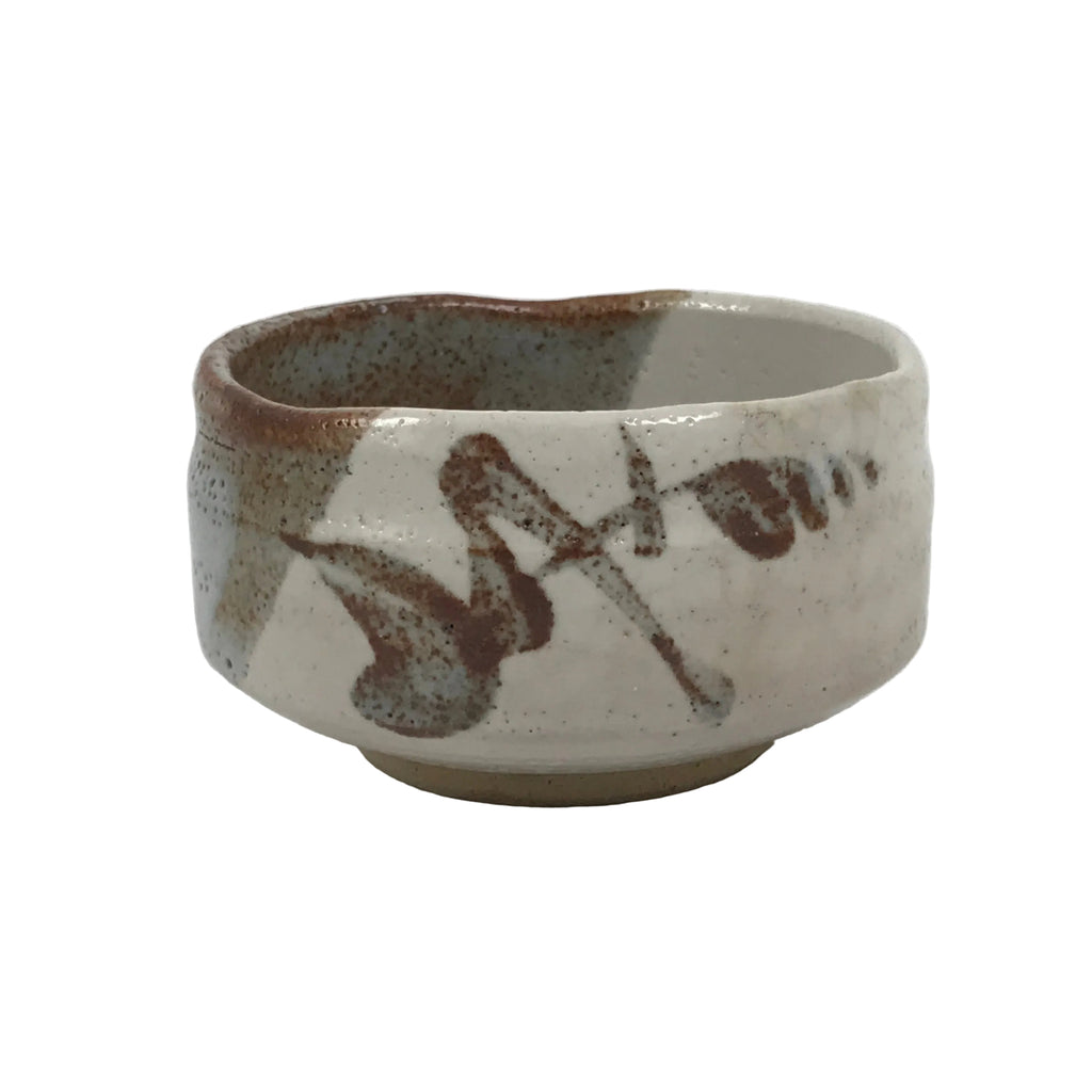 Japanese Ceramic Green Tea Bowl Matcha Chawan Vtg Shino Ware Pottery CHB160