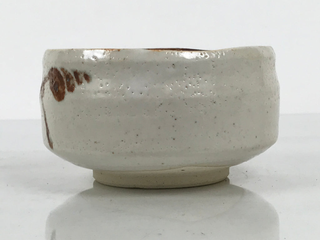 Japanese Ceramic Green Tea Bowl Matcha Chawan Vtg Shino Ware Pottery CHB161