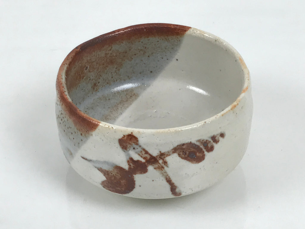 Japanese Ceramic Green Tea Bowl Matcha Chawan Vtg Shino Ware Pottery CHB161