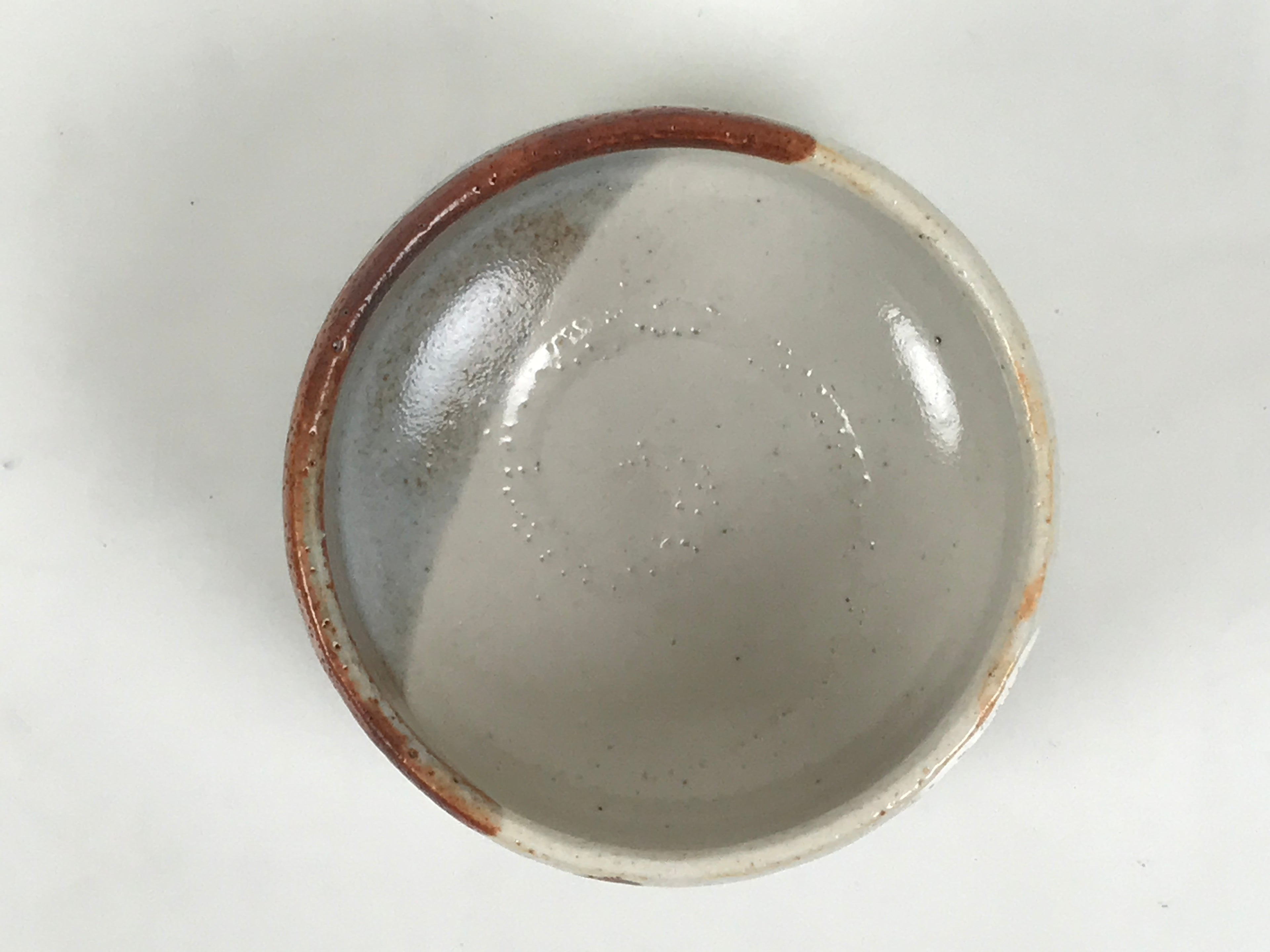 Japanese Ceramic Green Tea Bowl Matcha Chawan Vtg Shino Ware Pottery CHB161