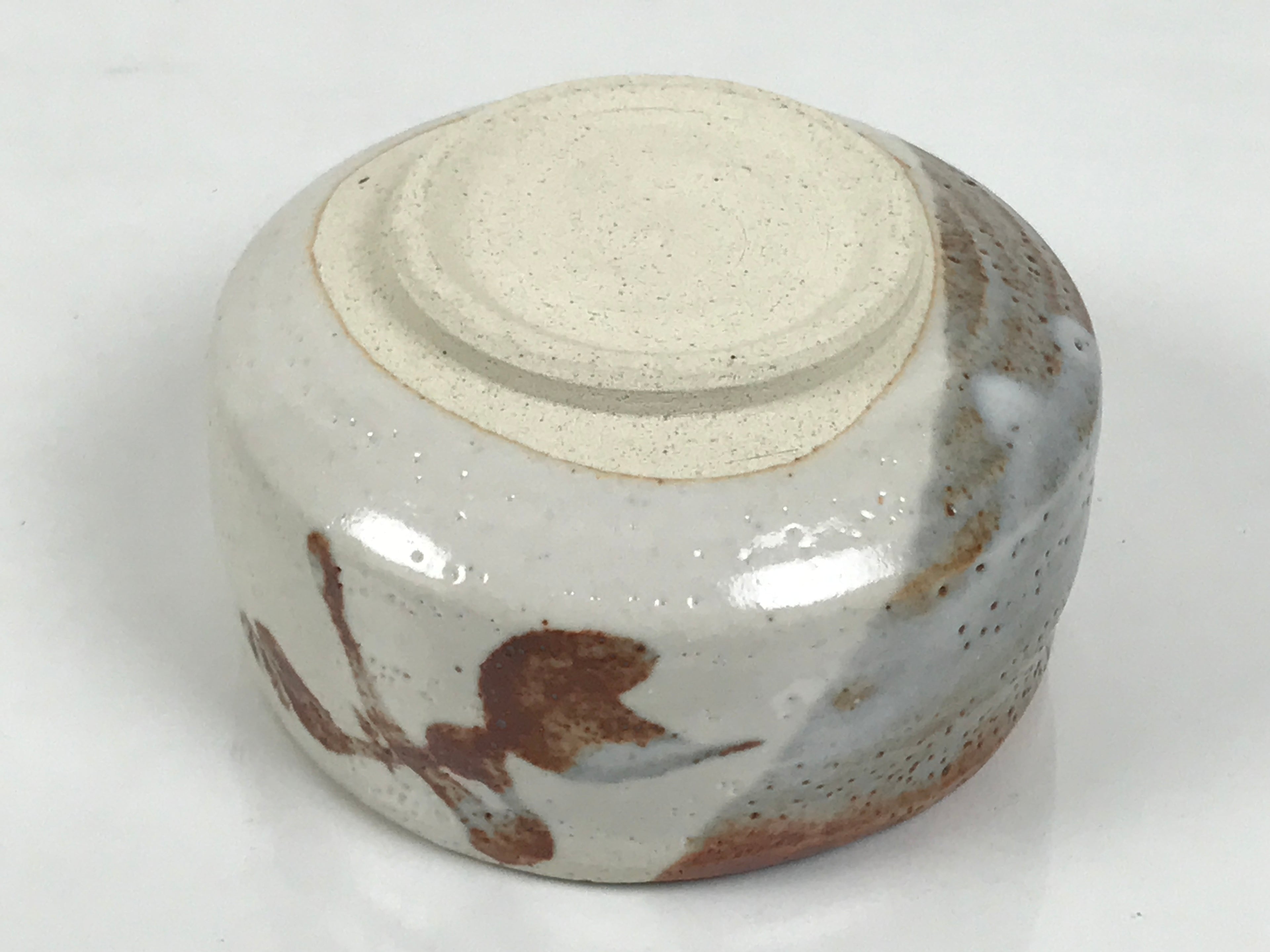 Japanese Ceramic Green Tea Bowl Matcha Chawan Vtg Shino Ware Pottery CHB161