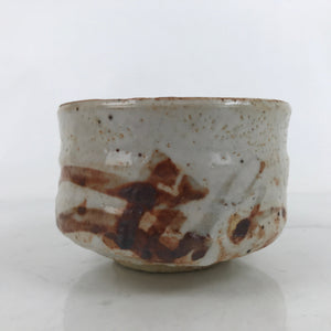 Japanese Ceramic Green Tea Bowl Matcha Chawan Vtg Shino Ware White Brown CHB88