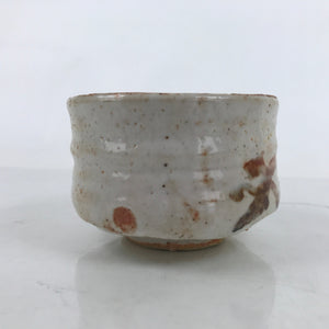 Japanese Ceramic Green Tea Bowl Matcha Chawan Vtg Shino Ware White Brown CHB88