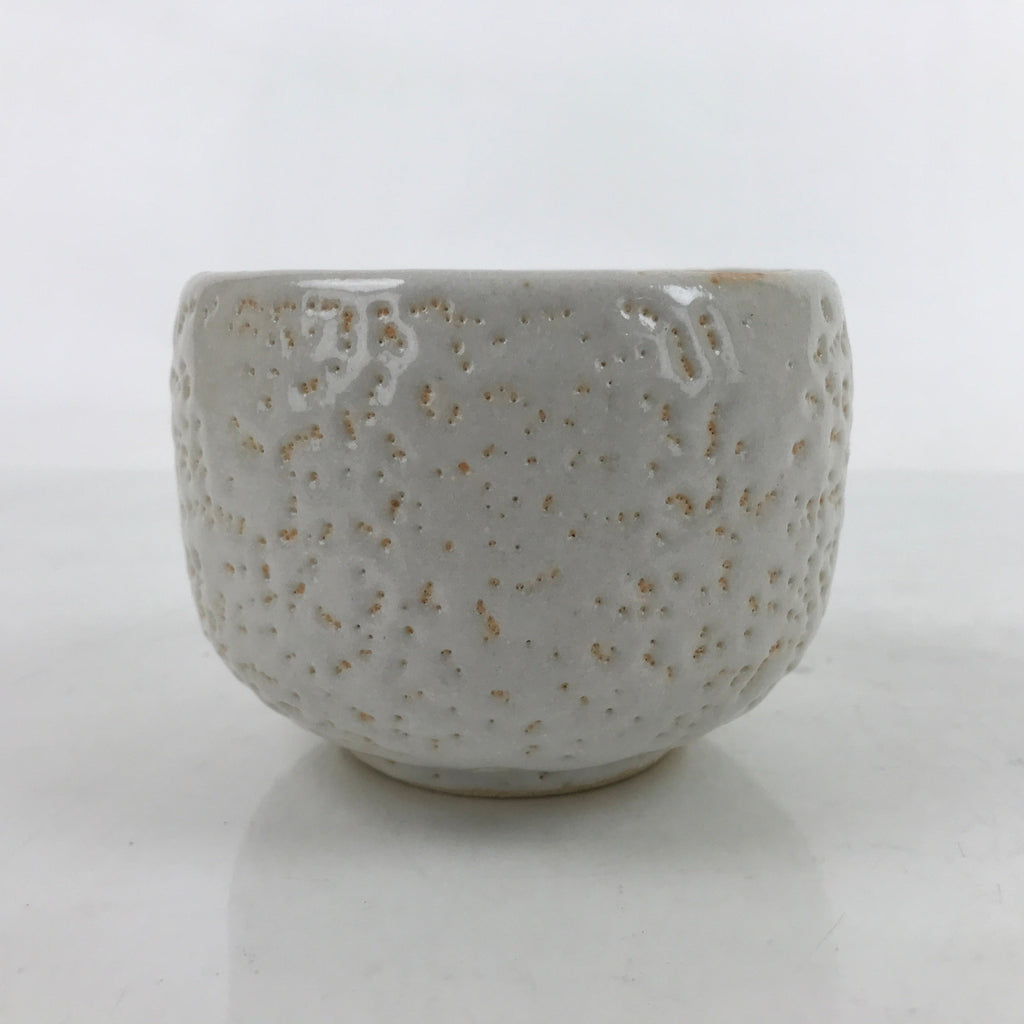 Japanese Ceramic Green Tea Bowl Matcha Chawan Vtg Yuki Shino Ware White CHB67