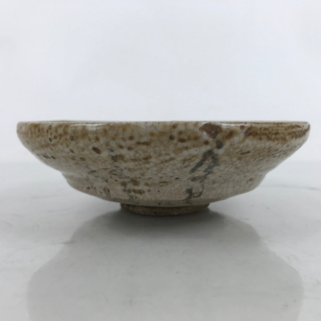 Japanese Ceramic Green Tea Bowl Summer Matcha Chawan Brown Beige Crackle SCW3