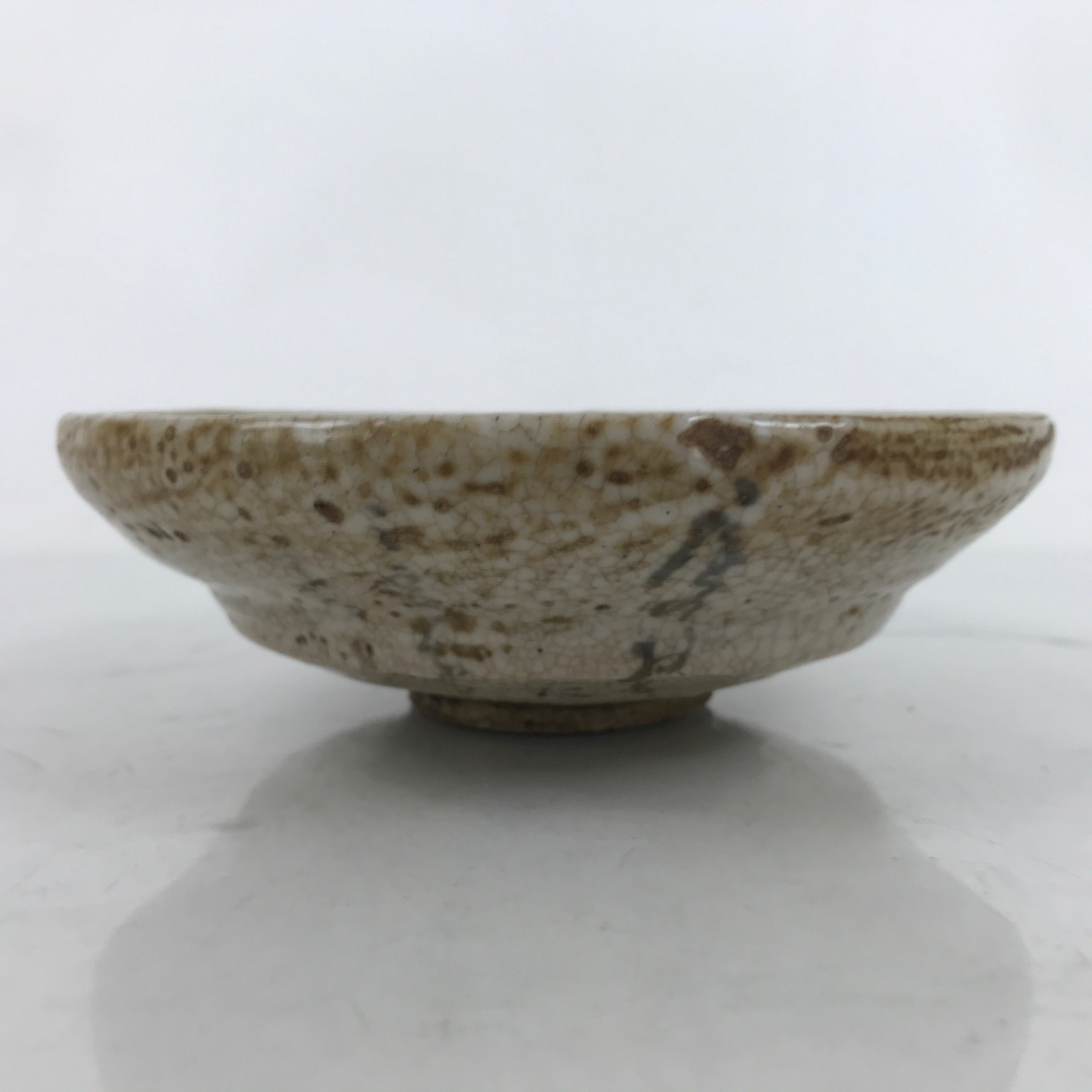 Japanese Ceramic Green Tea Bowl Summer Matcha Chawan Brown Beige Crackle SCW3