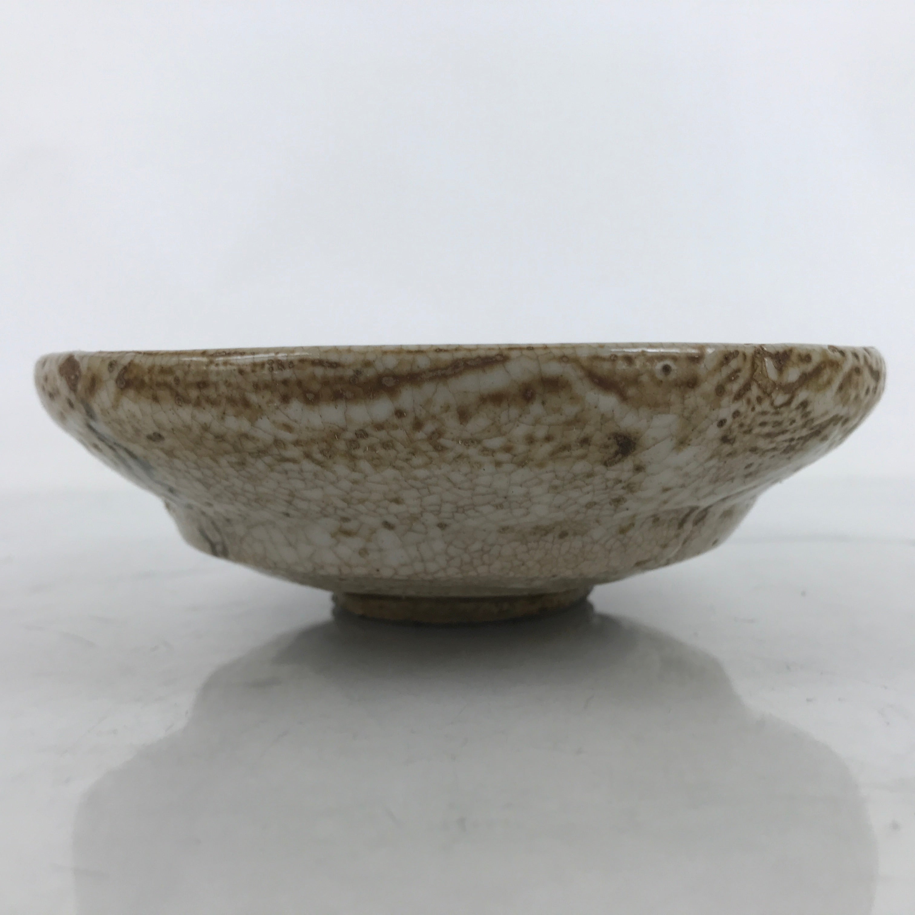Japanese Ceramic Green Tea Bowl Summer Matcha Chawan Brown Beige Crackle SCW3