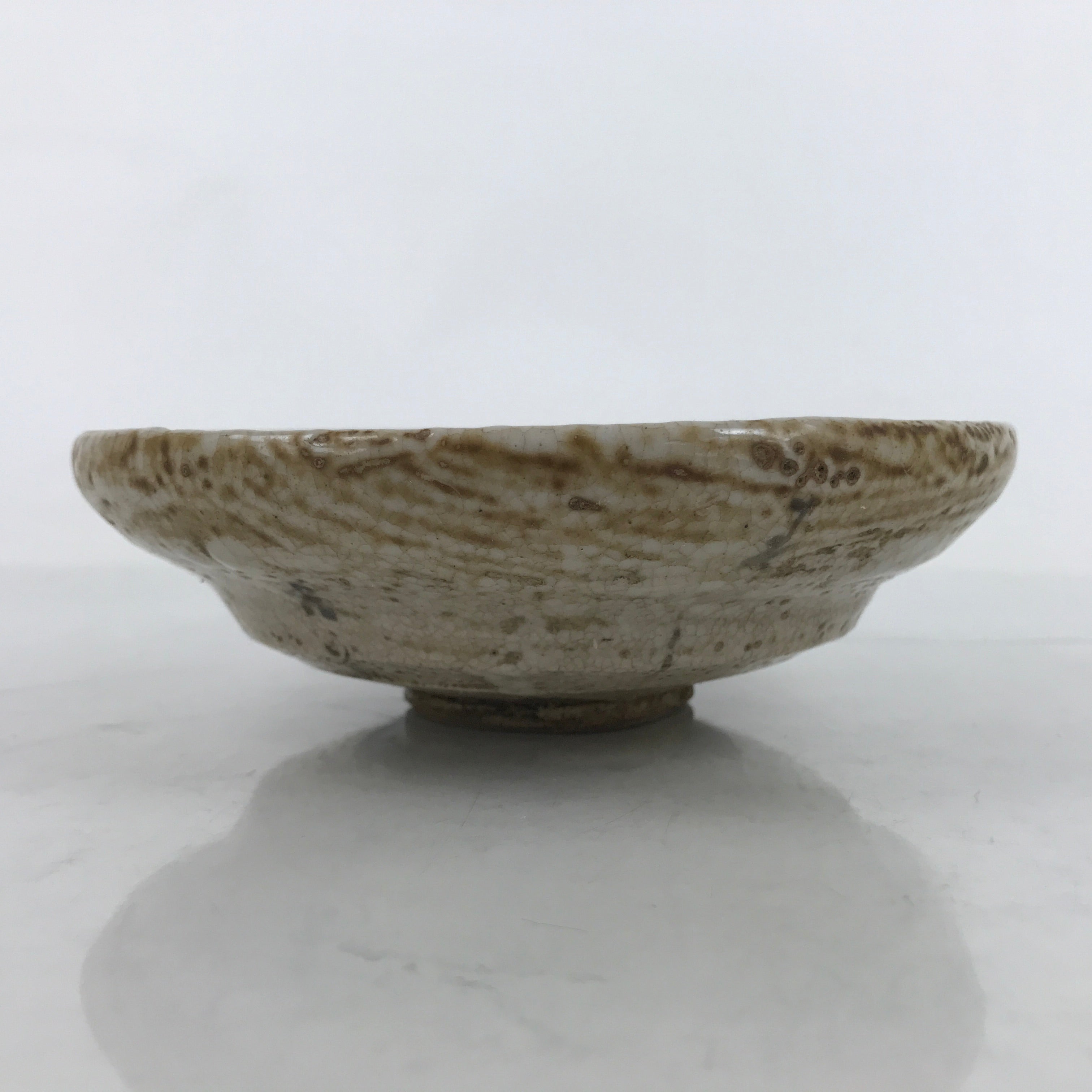Japanese Ceramic Green Tea Bowl Summer Matcha Chawan Brown Beige Crackle SCW3