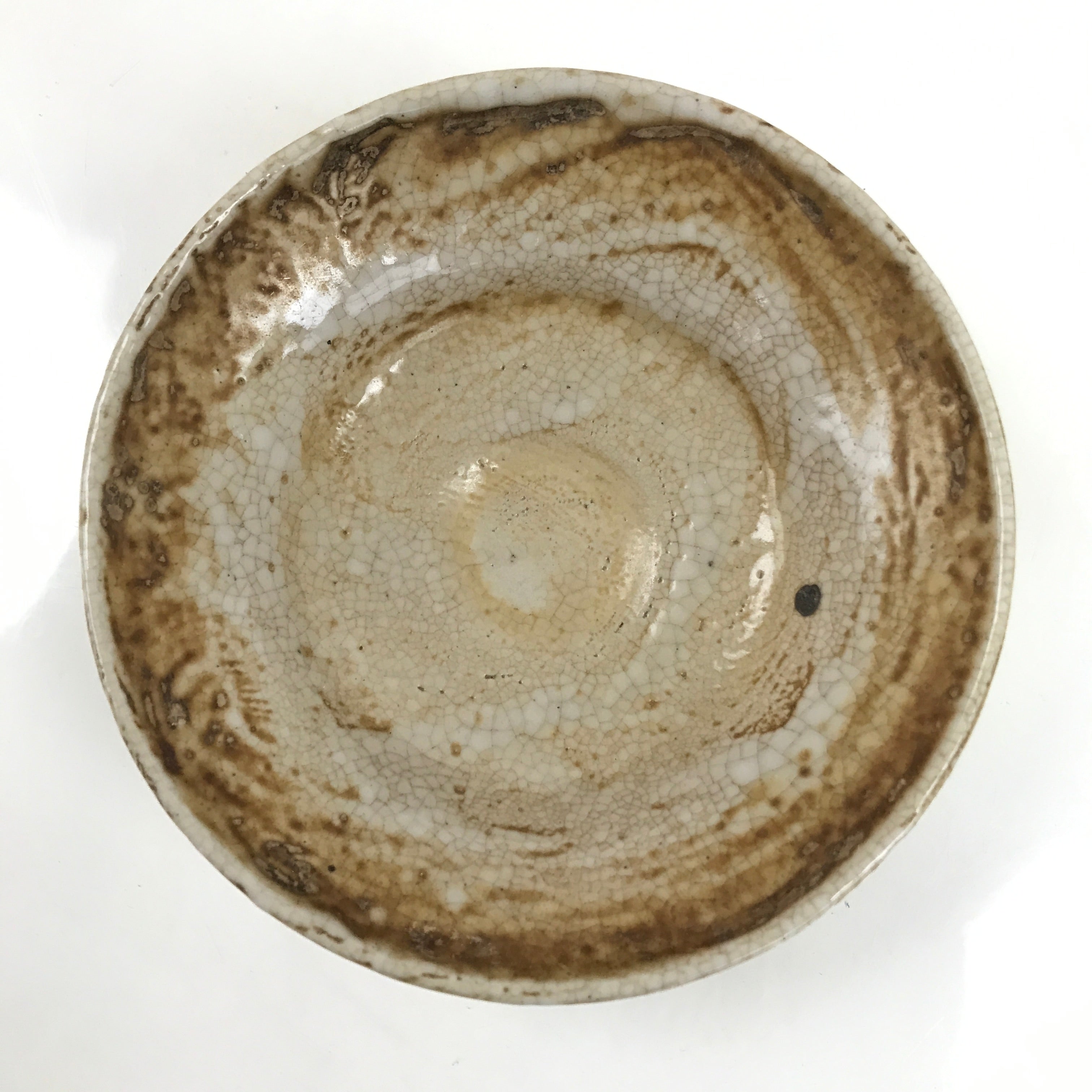 Japanese Ceramic Green Tea Bowl Summer Matcha Chawan Brown Beige Crackle SCW3