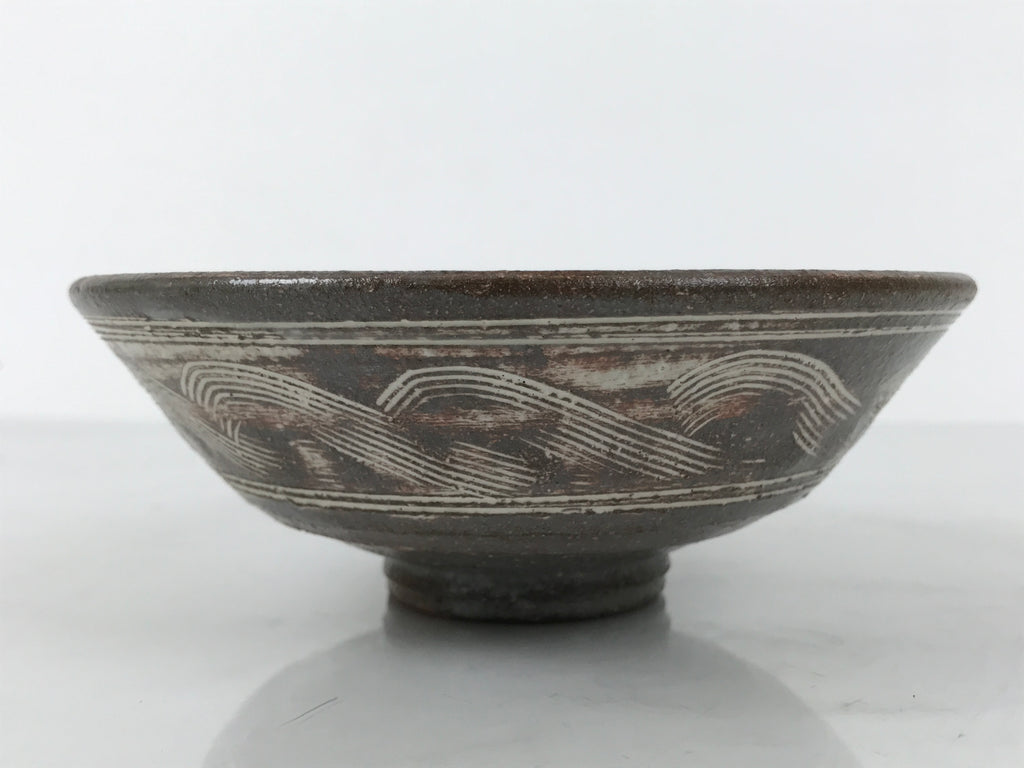 Japanese Ceramic Green Tea Bowl Summer Matcha Chawan Pottery Gray Mishima SCW9
