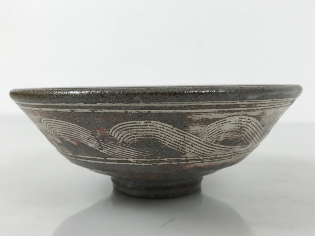 Japanese Ceramic Green Tea Bowl Summer Matcha Chawan Pottery Gray Mishima SCW9