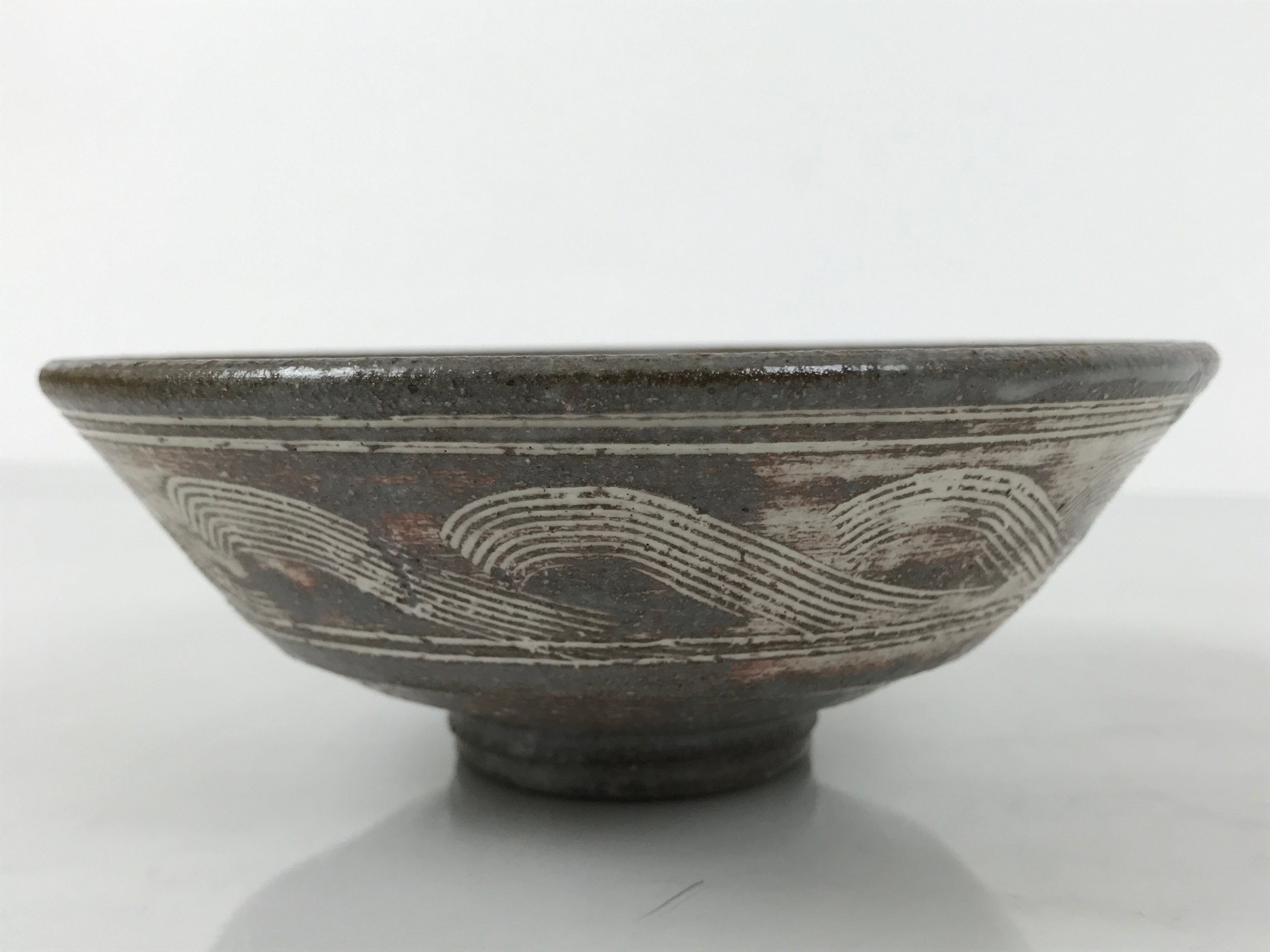 Japanese Ceramic Green Tea Bowl Summer Matcha Chawan Pottery Gray Mishima SCW9