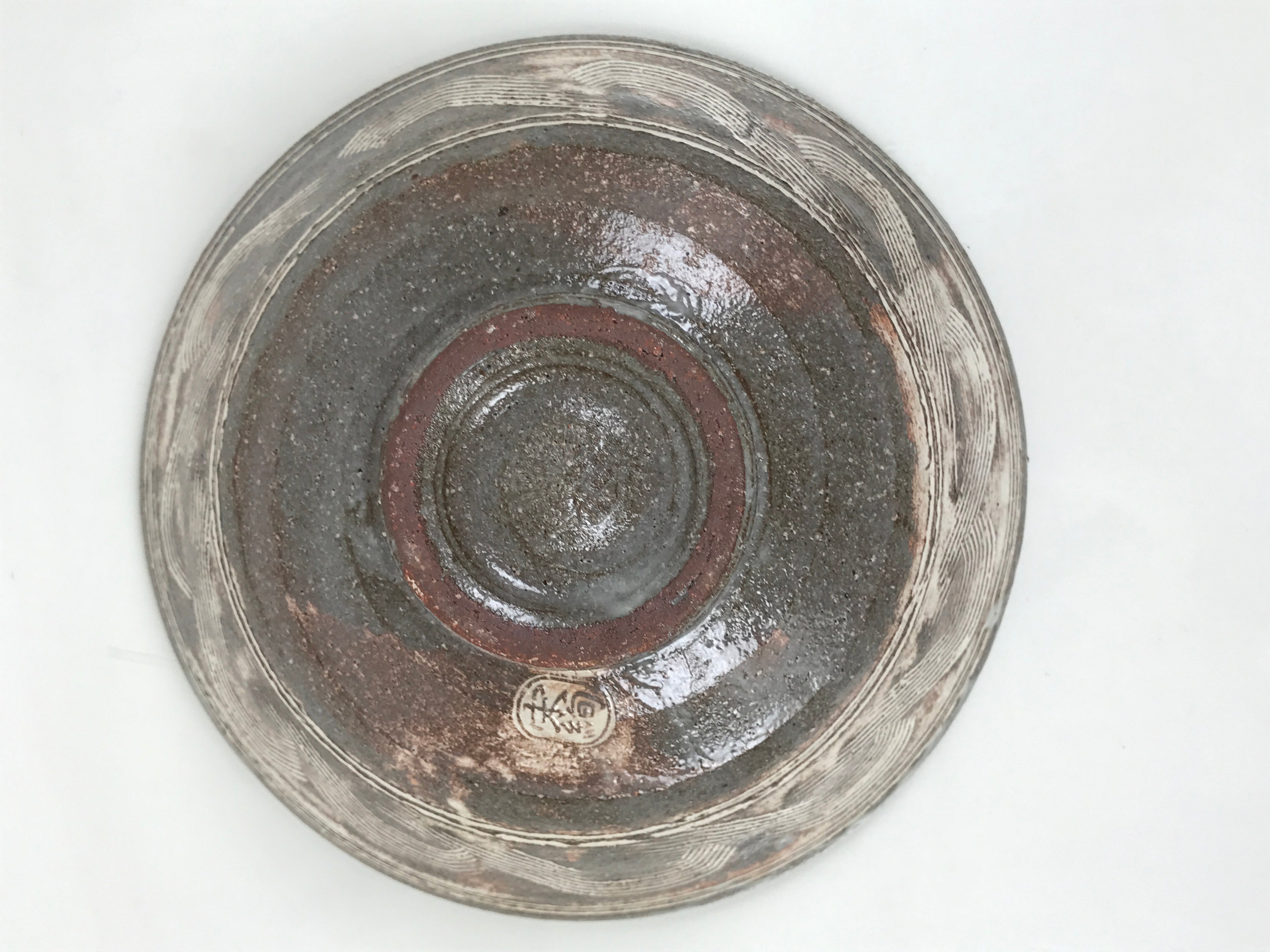 Japanese Ceramic Green Tea Bowl Summer Matcha Chawan Pottery Gray Mishima SCW9