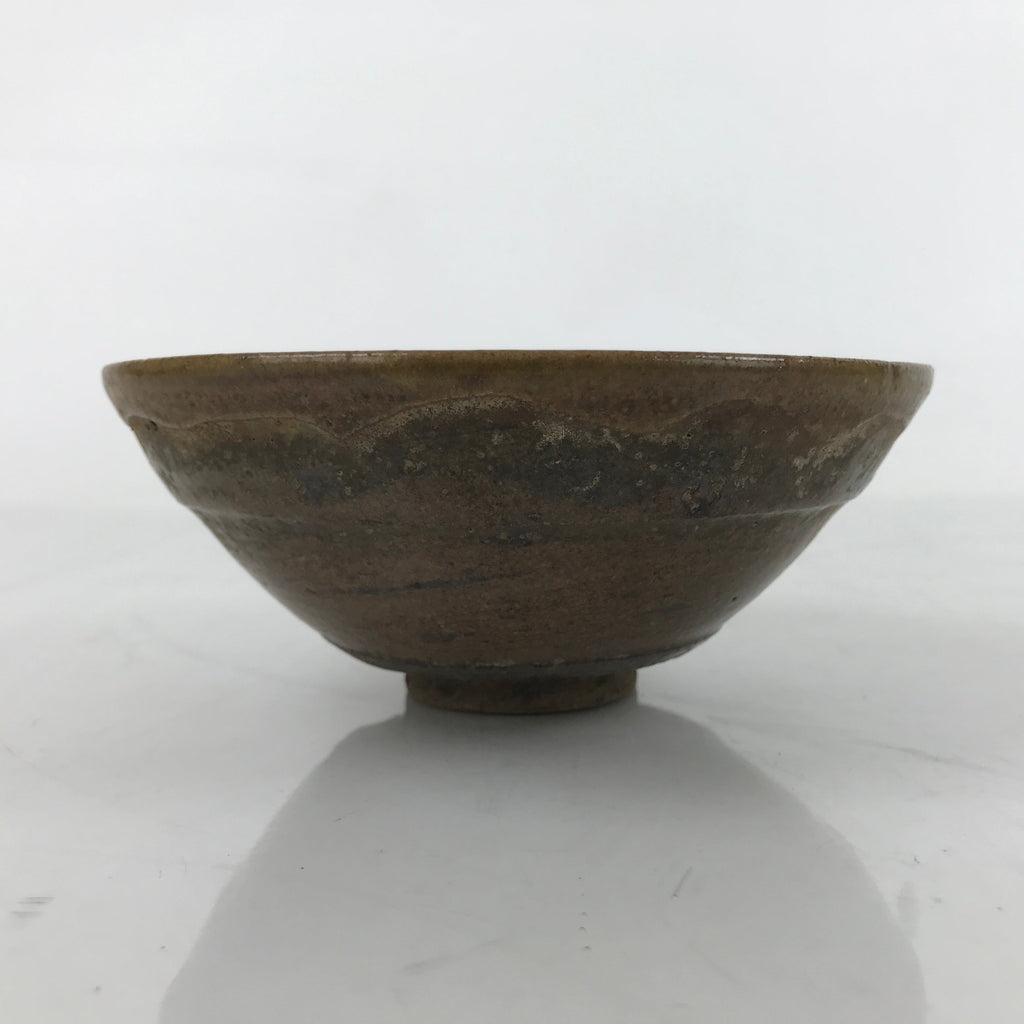Japanese Ceramic Green Tea Bowl Summer Matcha Chawan Vtg Brown Dark SCW2