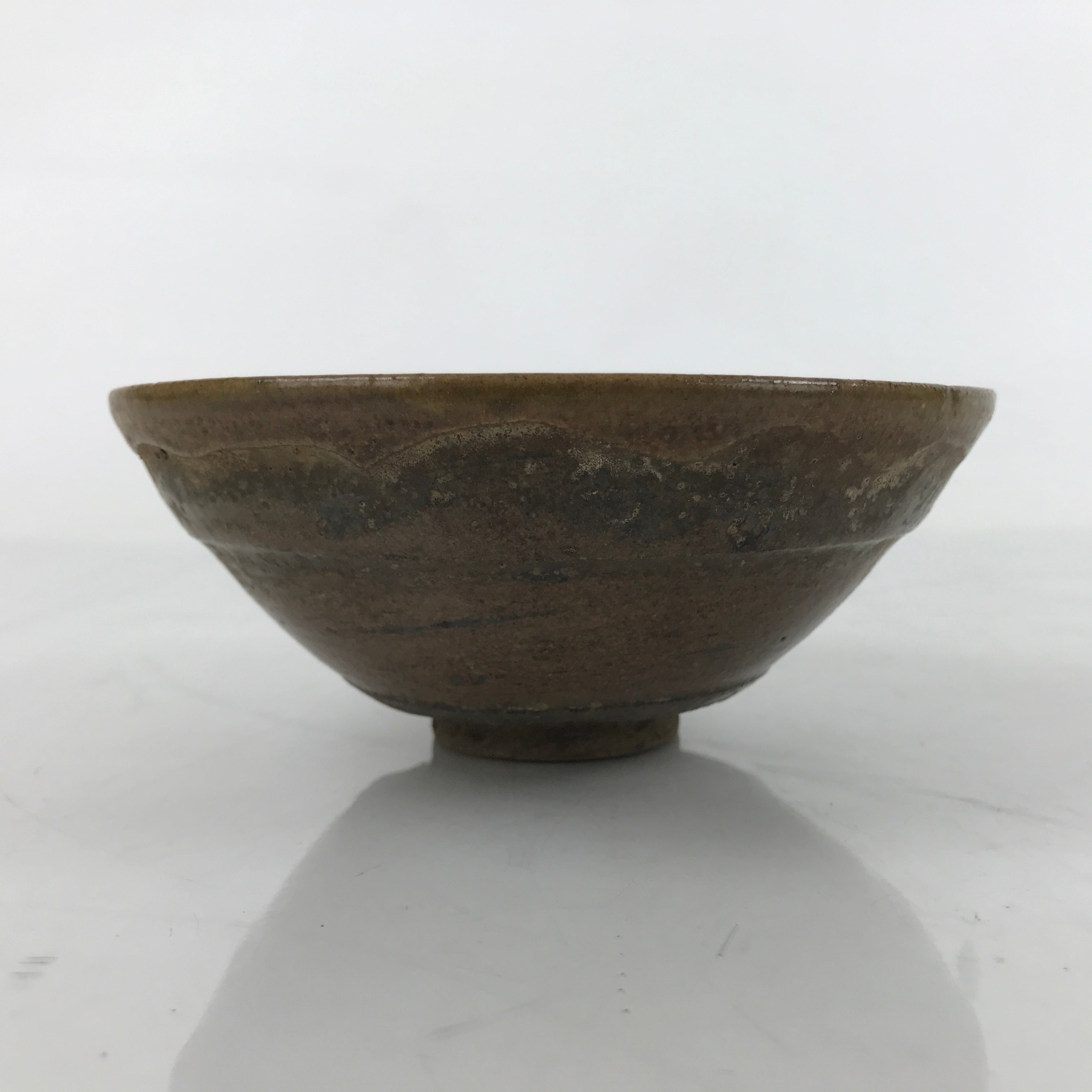 Japanese Ceramic Green Tea Bowl Summer Matcha Chawan Vtg Brown Dark SCW2