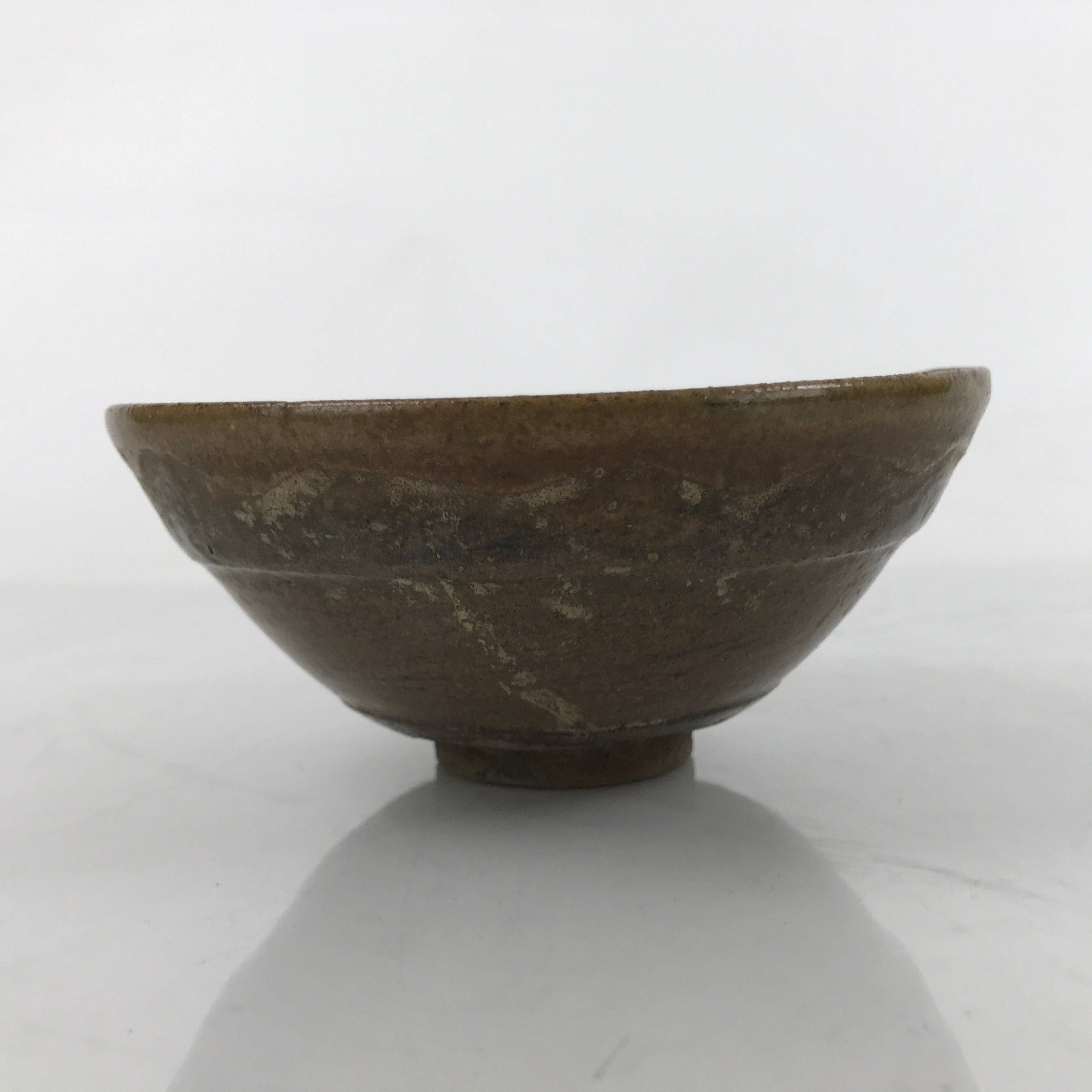 Japanese Ceramic Green Tea Bowl Summer Matcha Chawan Vtg Brown Dark SCW2