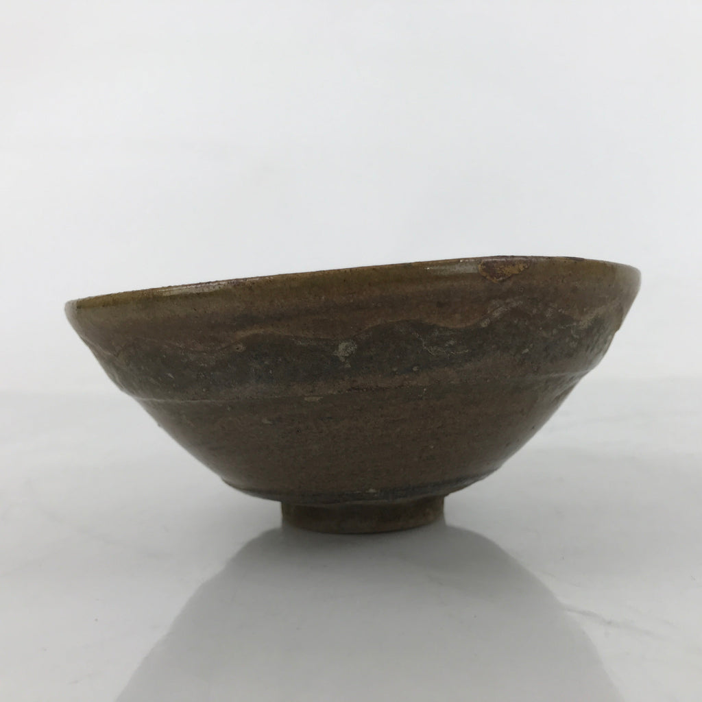 Japanese Ceramic Green Tea Bowl Summer Matcha Chawan Vtg Brown Dark SCW2