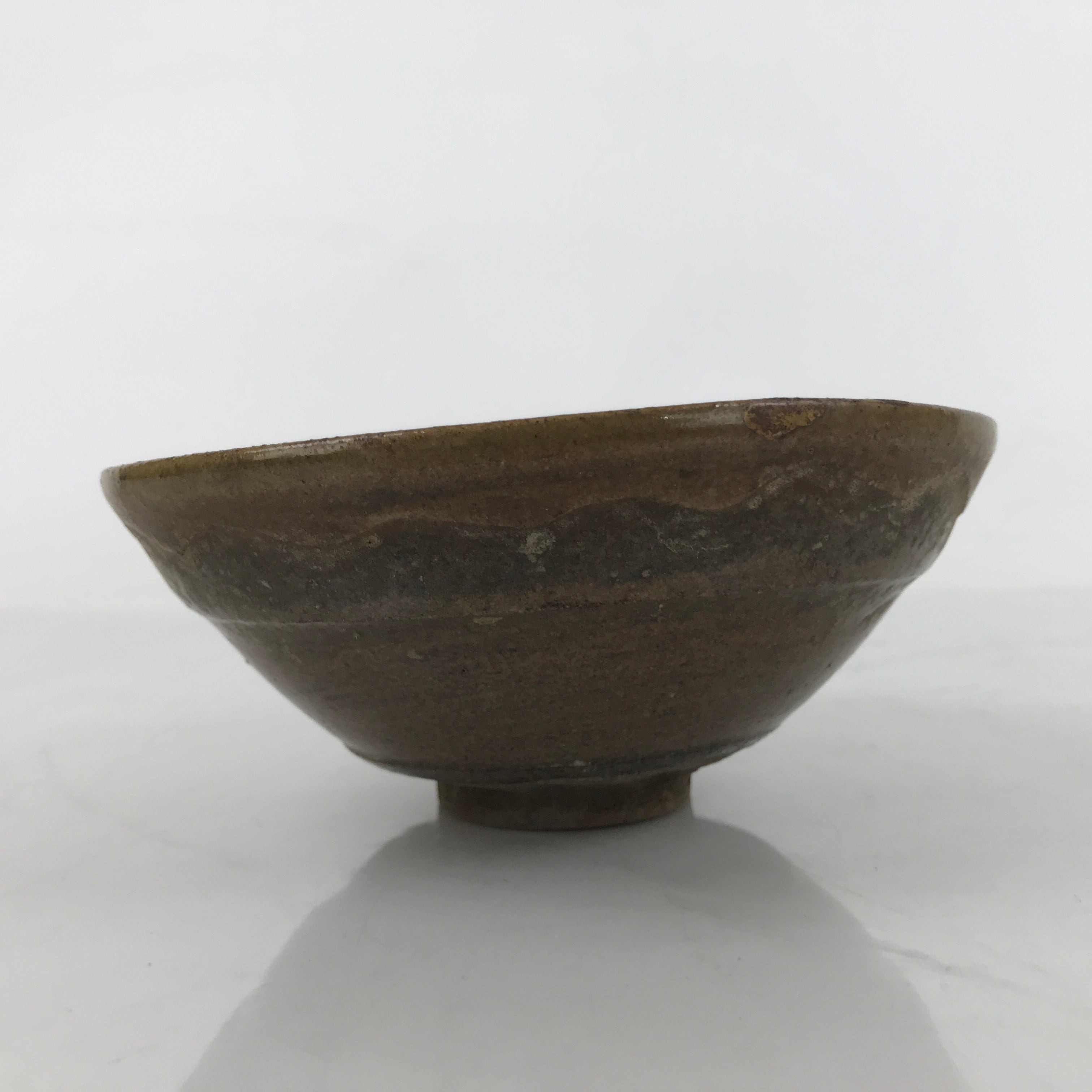 Japanese Ceramic Green Tea Bowl Summer Matcha Chawan Vtg Brown Dark SCW2