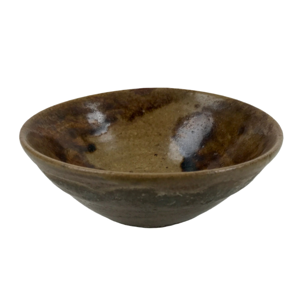 Japanese Ceramic Green Tea Bowl Summer Matcha Chawan Vtg Brown Dark SCW2