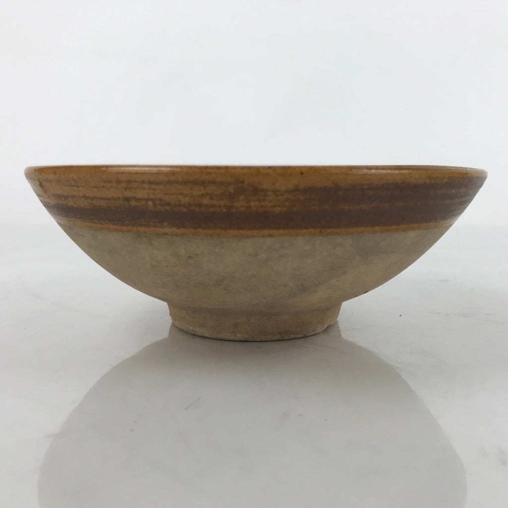 Japanese Ceramic Green Tea Bowl Summer Matcha Chawan Vtg Brown Shallow SCW4