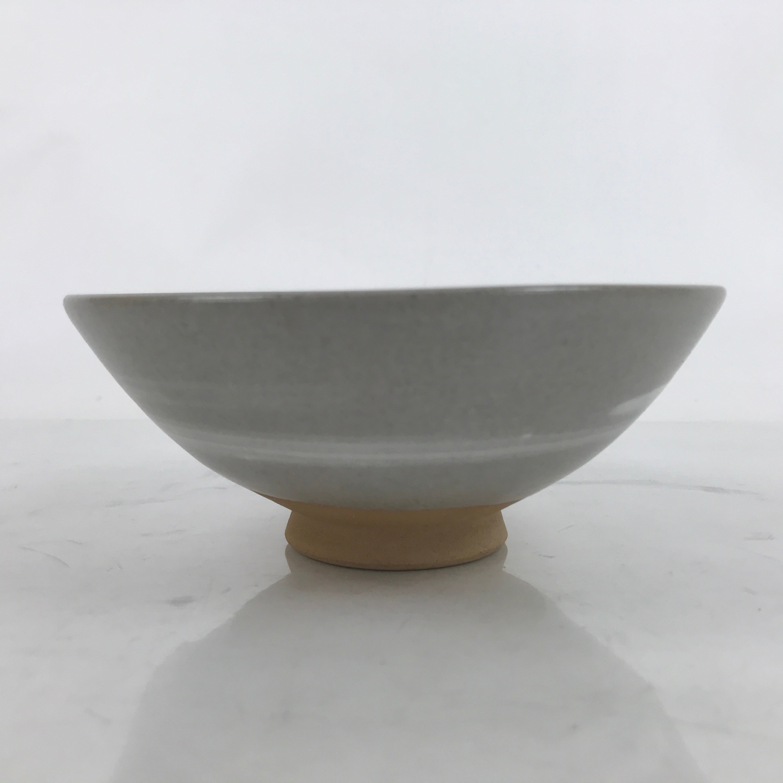 Japanese Ceramic Green Tea Bowl Summer Matcha Chawan Vtg Light Gray Brush SCW1