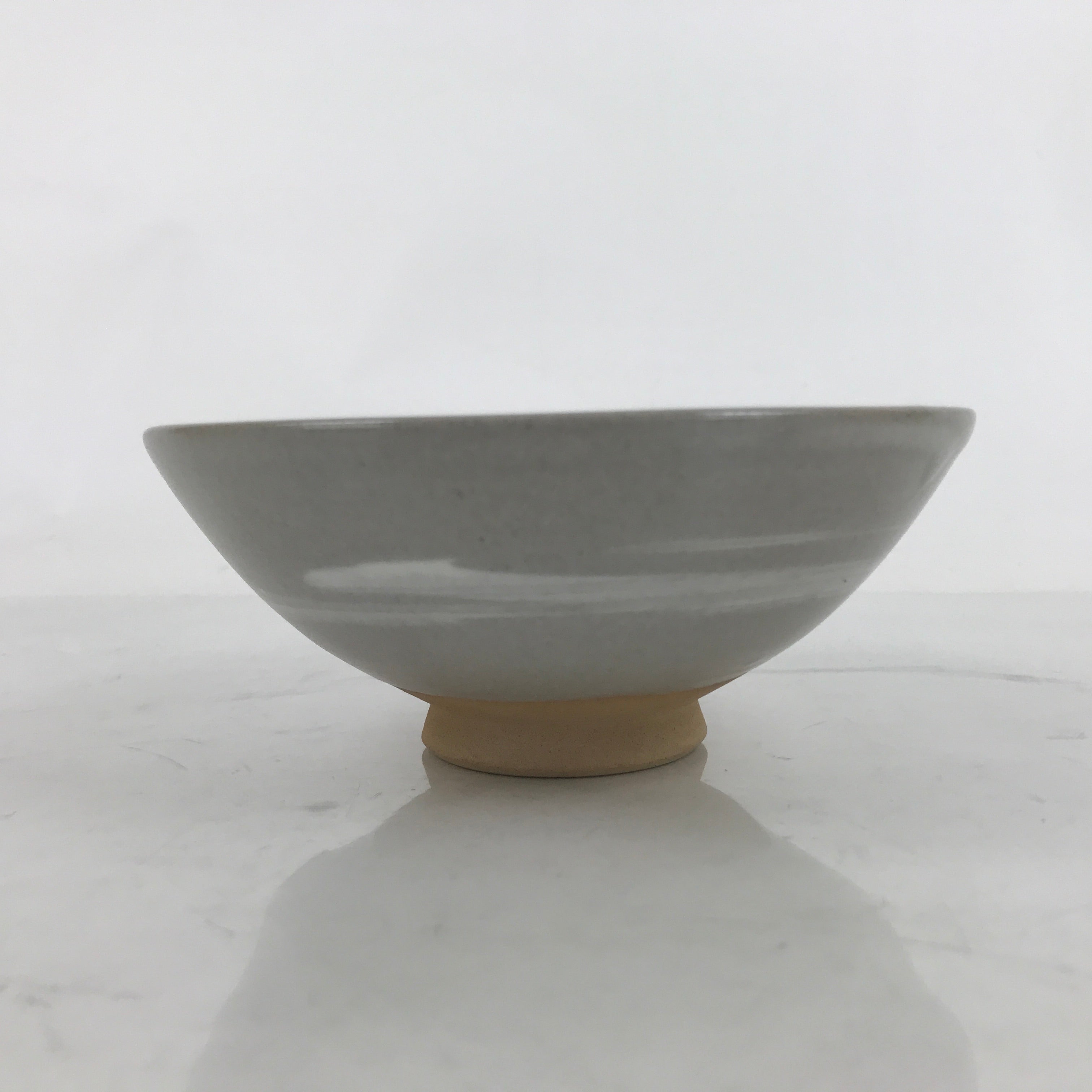 Japanese Ceramic Green Tea Bowl Summer Matcha Chawan Vtg Light Gray Brush SCW1